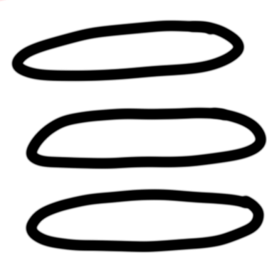 three elongated circles