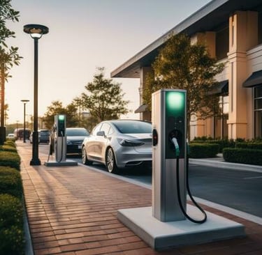 a charging station with a green light on it