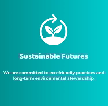 a green and white sign that says, Sustainable future