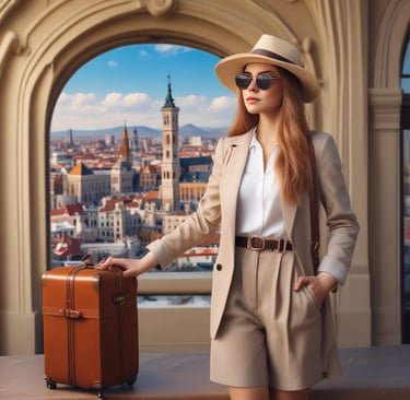 A large, modern hotel building with a distinctive triangular entrance, located along a waterfront with several yachts docked in the foreground. The architecture features tall glass windows, and the surrounding area includes palm trees and a few other buildings.