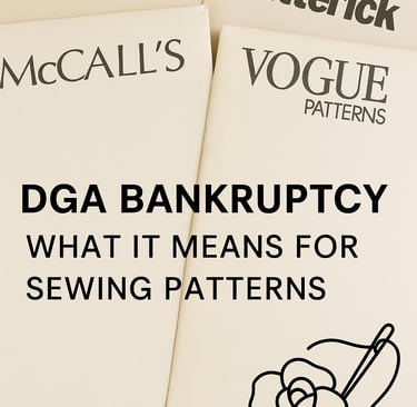 “Simplicity, McCall’s, Butterick, and Vogue sewing patterns on a table” 