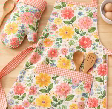 DIY lined oven mitt and fully lined apron sewing project.