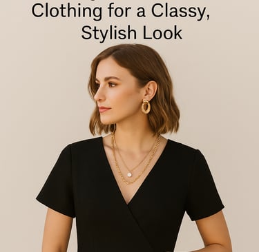 Woman wearing a handmade dress with built-in jewelry details, showcasing how to sew necklaces and em