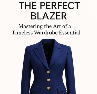 Royal blue blazer with gold designer buttons.