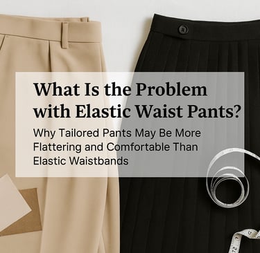 Tailored pants and skirt with measuring tape.