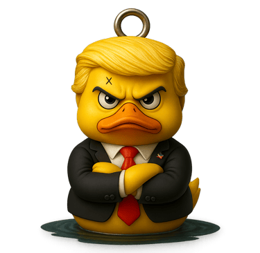 Donald Trump duck, a rubber duck wearing a suit and tie