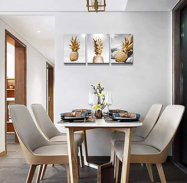 Black And White Beach Scenery Golden Pineapple Pictures Artwork