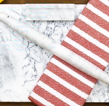 Marble Pastry Board and French Rolling Pin Set – 16” x 12” Chilling Slab + 16” Rolling Pin – Non-Slip Feet – Ideal for Baking