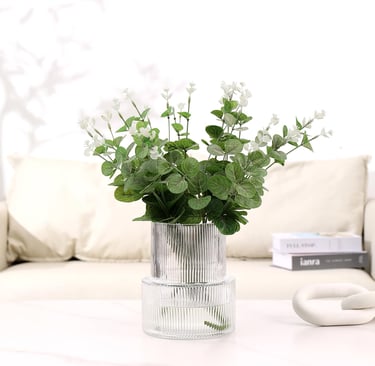 Ribbed Glass Vase, Flower Vase, Fluted Clear Vases for Flowers, Modern Vases