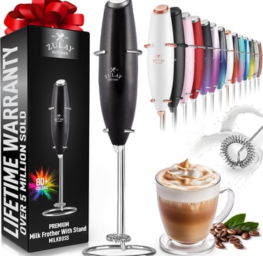 Zulay Kitchen Powerful Milk Frother Wand - Ultra Fast Handheld Drink Mixer
