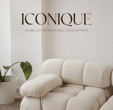 Logo horizontal avec baseline pour Iconique, boutique d'ameublement de luxe à La Baule