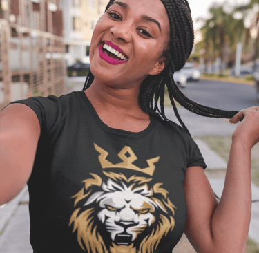 Model wearing Awake Remnant apparel featuring a prophetic lion symbol for the last-day Ground Force.
