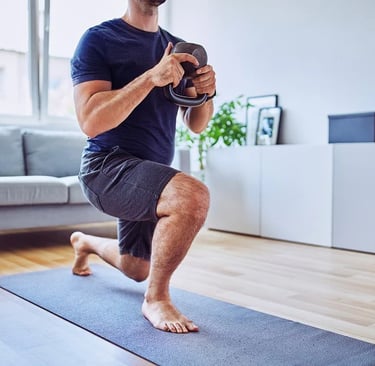 Personal trainer working with client in Austin home