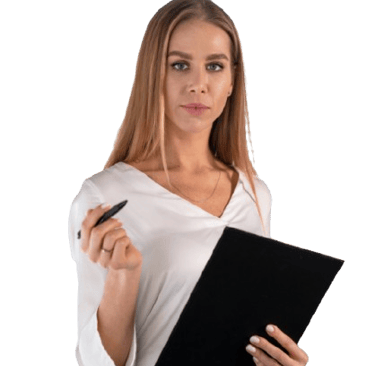 a woman in a white shirt and black skirt