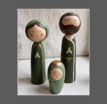 Handmade toys wooden - A family of 3 persons
