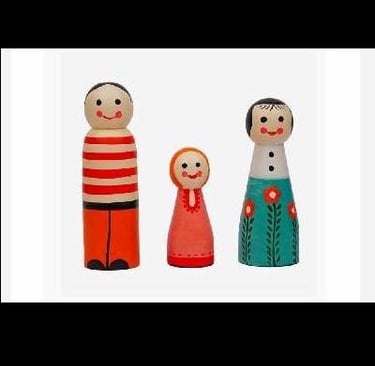 Wood toys from India - Family set of 3 figurine toys