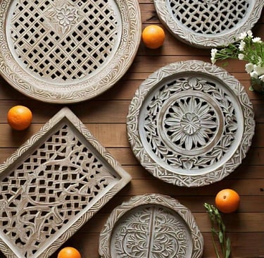 wood-work, wood worked, tray wood decor