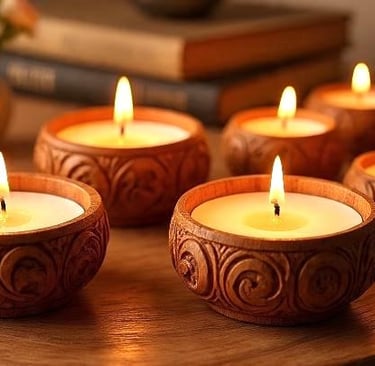scented candles in candle holder