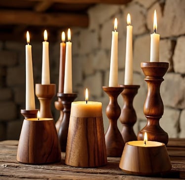 pillar candle holder, wooden candle holders by ARTASHI India