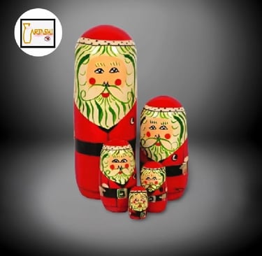 Christmas gift - Santa Claus, set of five, wooden crafts.