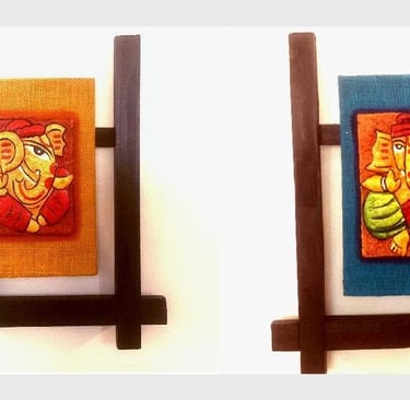 unique diwali gift- Ganesh painting with wooden frame hanging