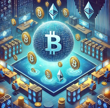 a sphere ball with bitcoin and bitcoin symbols