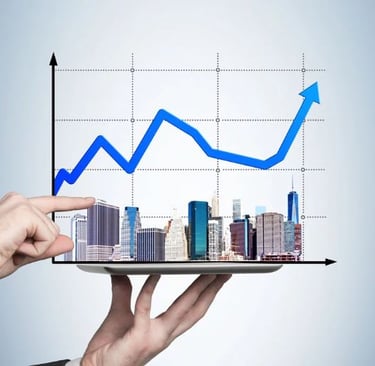 a person holding a tablet with a graphing graphing on it