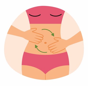 a woman's belly and apply massage