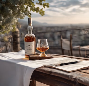 savureaza un pahar de whiskey in timp ce citesti o carte in engleza