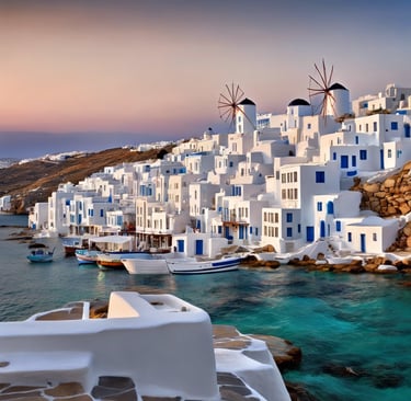 a view of a number of white buildings