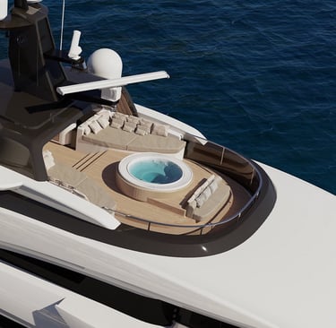 a boat with a hot tub in the water in mykonos with mykonos island best