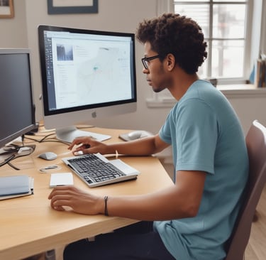 A professional woman attending an online course on her laptop at home