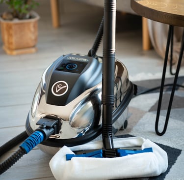 Domowa myjka parowa EV Atlantis do ekologicznego czyszczenia bez chemii. Rozwiązanie dla domów, butików i salonów SPA.