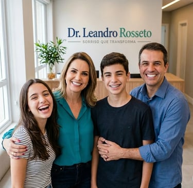 Família de aparelho no consultório do Dr. Leandro Roseto perto do metrô Belém.