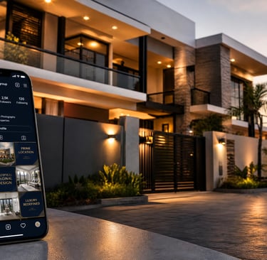 Real estate Instagram marketing in front of a luxury property in Accra Ghana — Apex Prime Media