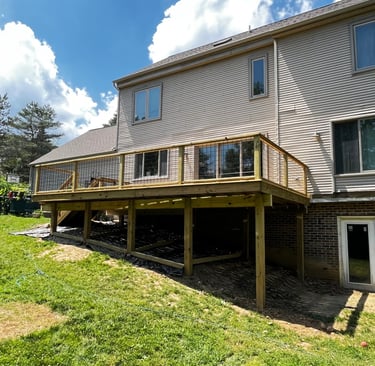 wood deck with country view railings by paramount exterior llc