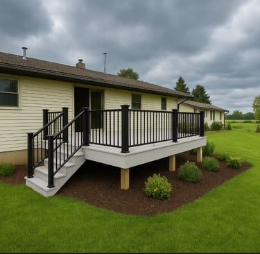 composite deck with aluminum railings by paramount exterior llc