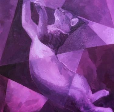 Michi is a acrylic painting inspired by cat poses