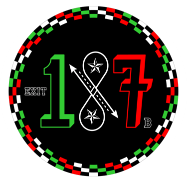 Graphic circular logo featuring the number 187 in green and red with a racing checkered border.