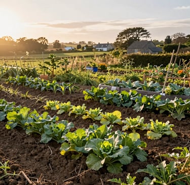 Close-up of fresh Ascophyllum nodosum seaweed being hand-harvested on a rocky Breton shore under a soft morning light.