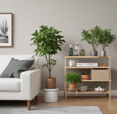 A friendly professional cleaning technician smiling while holding cleaning supplies in a bright, modern home.