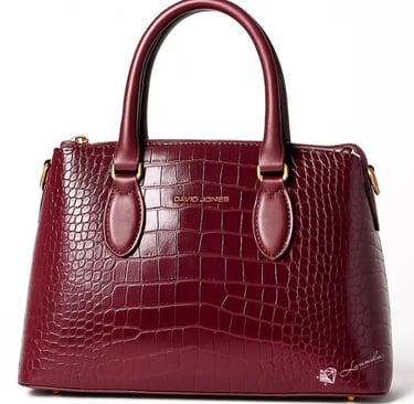 Sac à main bordeaux effet croco David Jones Paris, en simili cuir chic avec livraison 24h à Genève.
