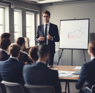 A smiling wealth manager reviewing portfolio options with a partner.