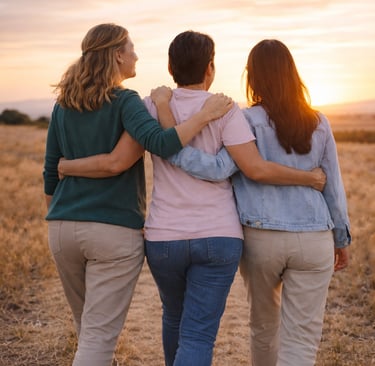 Femmes se soutenant dans un cercle de parole