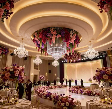 A close-up of a luxurious plated dish featuring vibrant colors and artistic presentation on fine china.