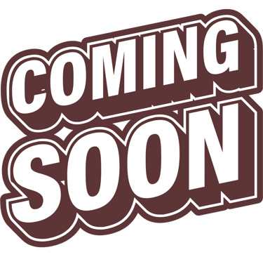 Bold, 3D tilted graphic text reading "COMING SOON" in white with a dark brown shadow and outline.