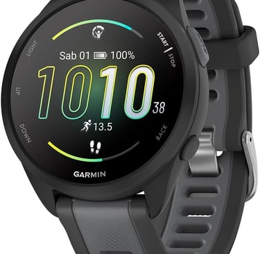 Reloj inteligente Garmin Forerunner con correa de silicona negra y pantalla digital de fitness color