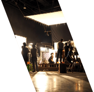 Studio crew on filming set.