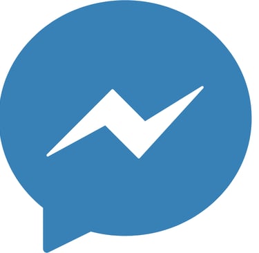 Blue Facebook Messenger logo icon showing a white lightning bolt inside a speech bubble.
