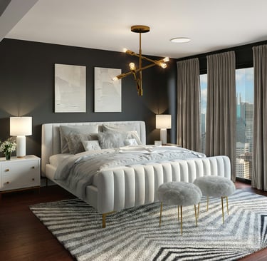 Dormitorio de lujo moderno con aroma inspirado en Hotel Four season